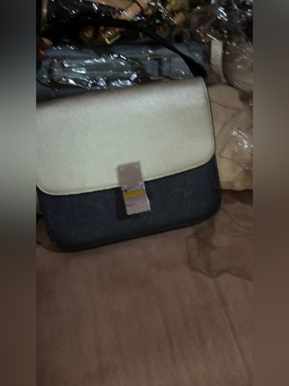 Two-Tone Black and Cream Crossbody Bag
